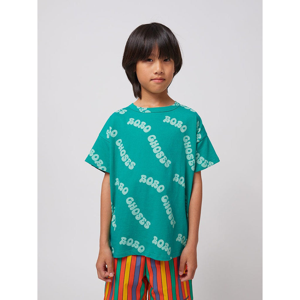 Bobo Choses - Wavy Bobo Choses all-over short-sleeve T-shirt - green | Scout & Co