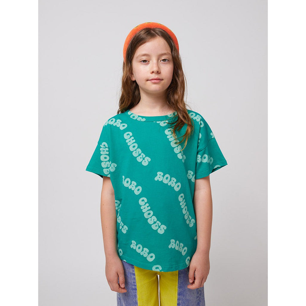 Bobo Choses - Wavy Bobo Choses all-over short-sleeve T-shirt - green | Scout & Co