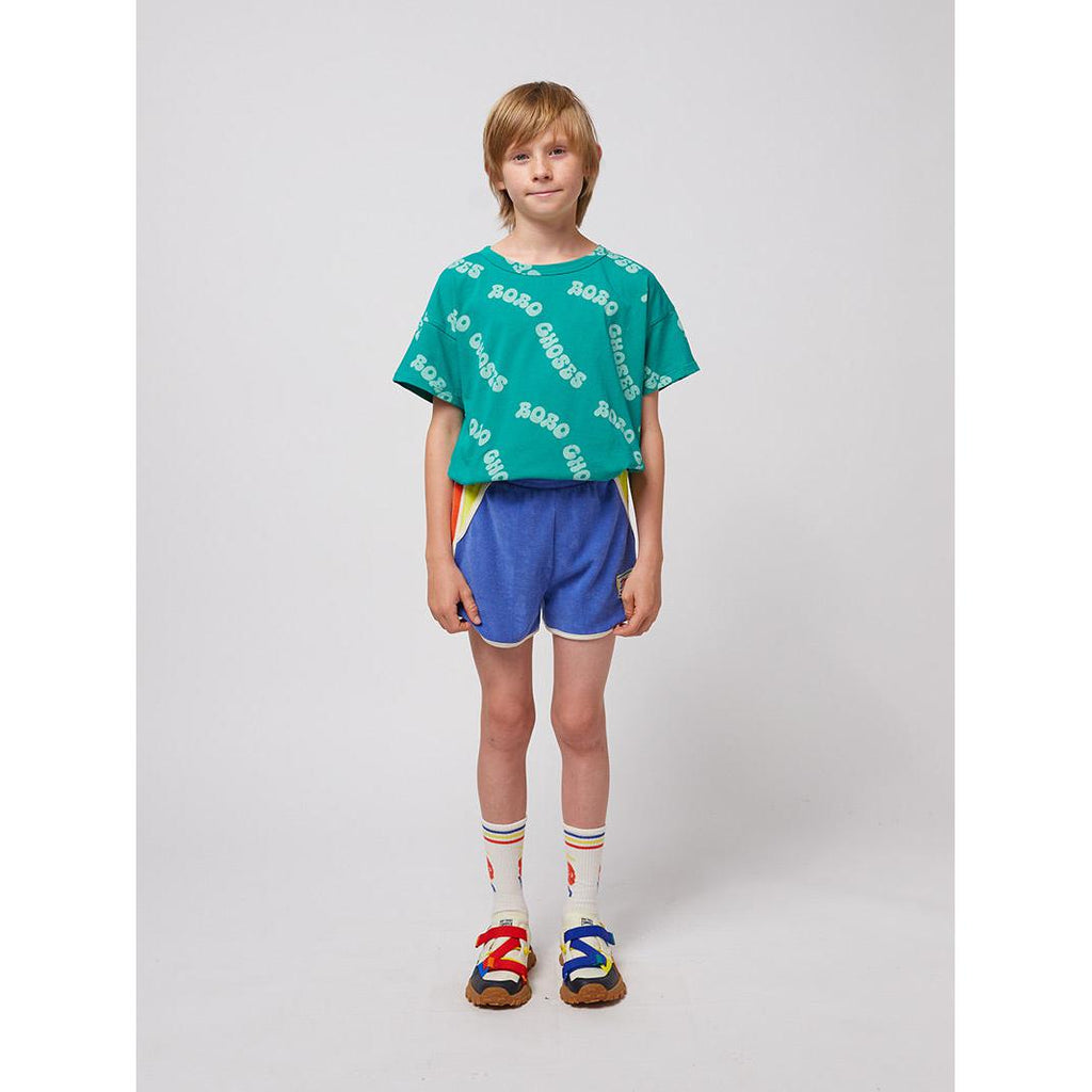 Bobo Choses - Smiling colour block terry shorts - blue | Scout & Co