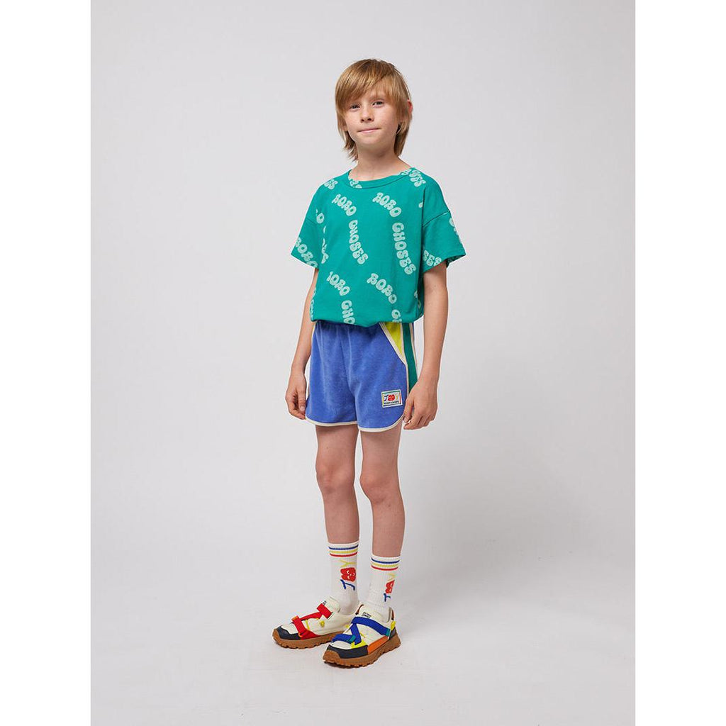 Bobo Choses - Smiling colour block terry shorts - blue | Scout & Co