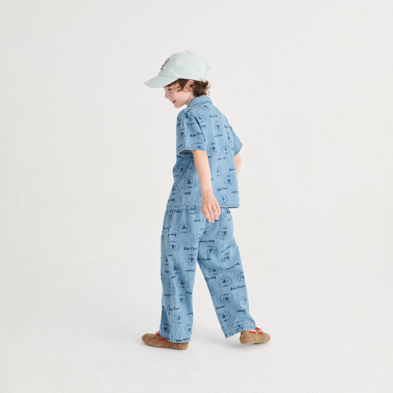 Bobo Choses - Pickles The Dog all-over light denim pants | Scout & Co