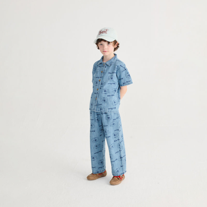 Bobo Choses - Pickles The Dog all-over light denim pants | Scout & Co