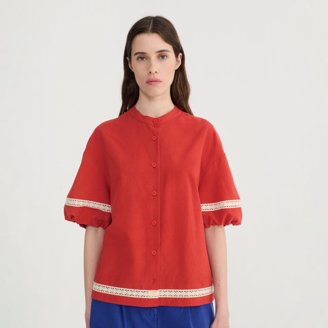 Bobo Choses Woman - Contrast trim puff-sleeve shirt | Scout & Co