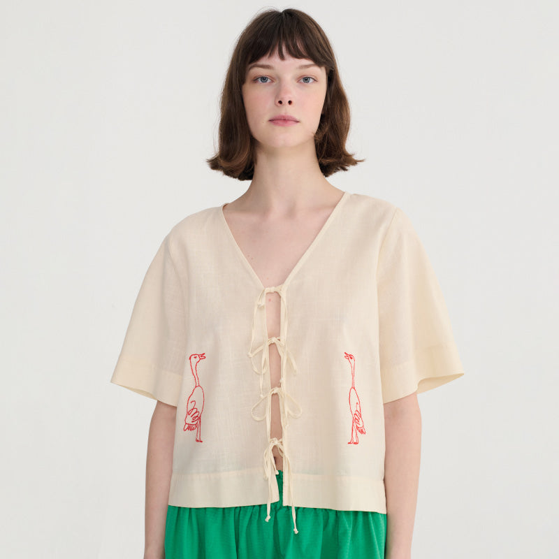 Bobo Choses Woman - Embroidery tie blouse | Scout & Co