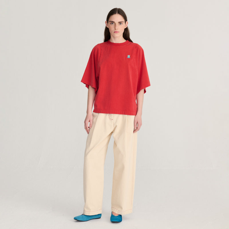 Bobo Choses Woman - Monster Mug embroidery relaxed T-shirt - red | Scout & Co