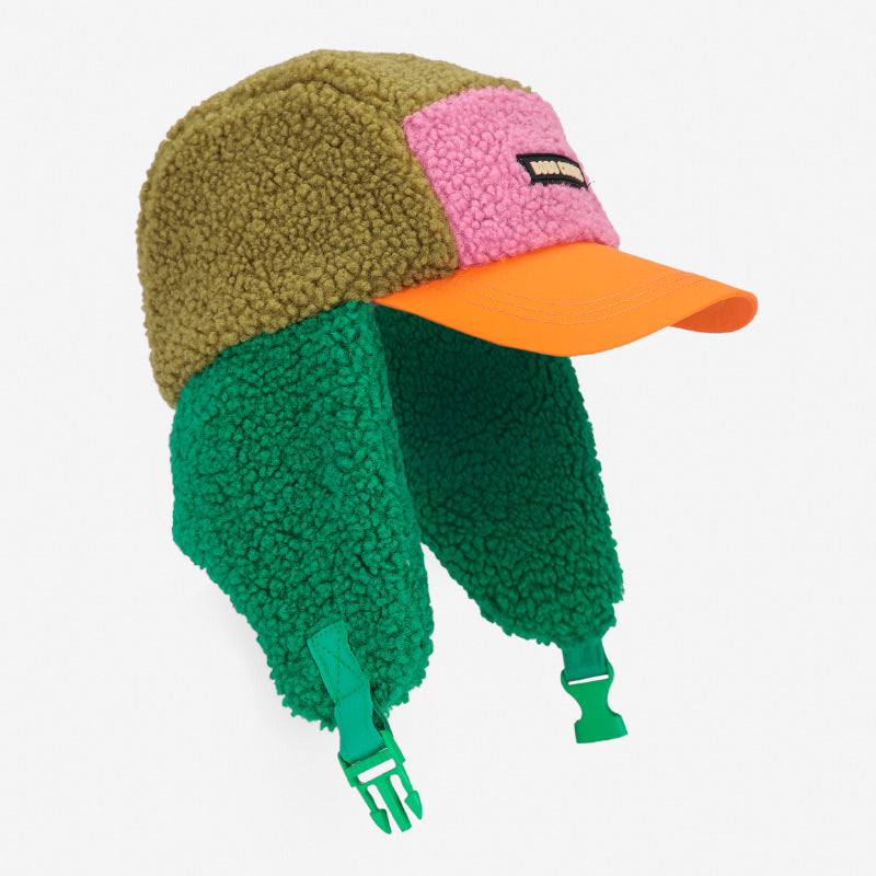 Bobo Choses - Colour Block sheepskin chapka hat - green | Scout & Co
