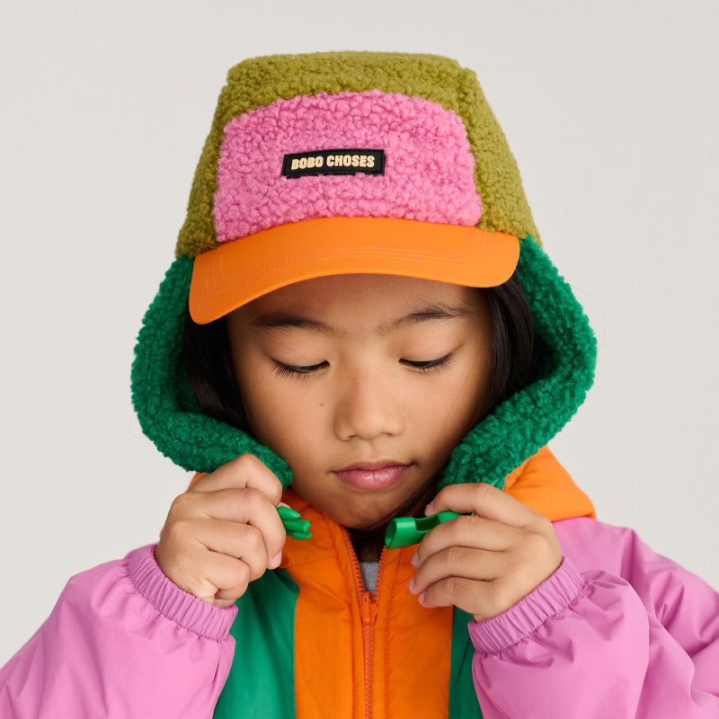 Bobo Choses - Colour Block sheepskin chapka hat - green | Scout & Co
