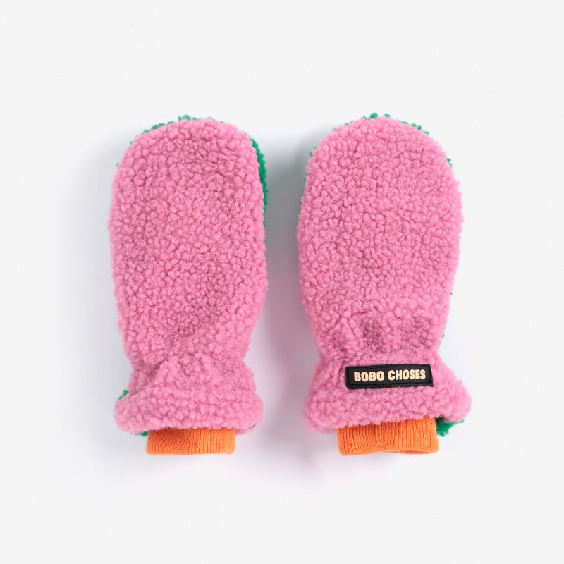 Bobo Choses - Colour Block sheepskin mittens - pink | Scout & Co