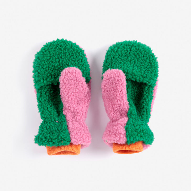 Bobo Choses - Colour Block sheepskin mittens - pink | Scout & Co
