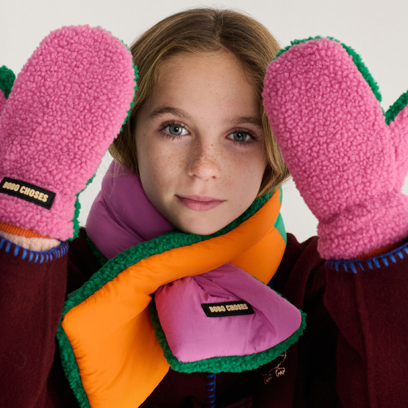 Bobo Choses - Colour Block sheepskin mittens - pink | Scout & Co