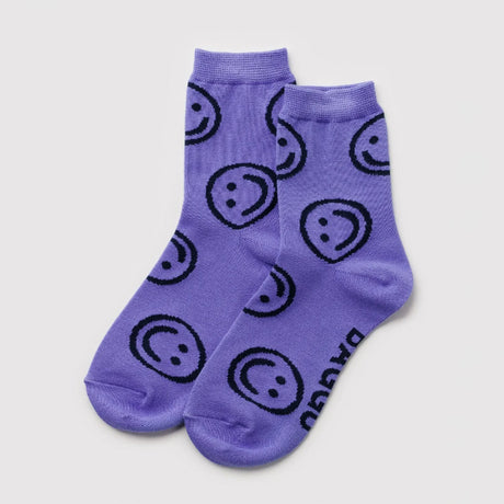 Baggu - Adult crew socks - Lavender Happy | Scout & Co