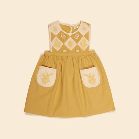 Apolina - Bibi panelled pinafore dress - Honey | Scout & Co