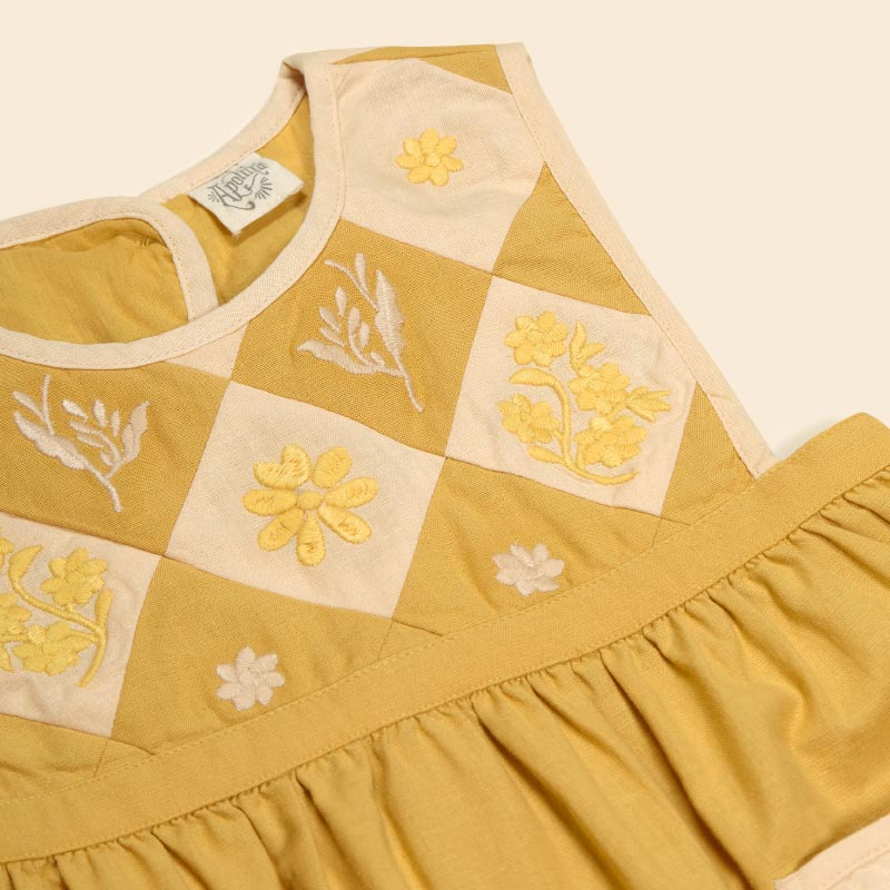 Apolina - Bibi panelled pinafore dress - Honey | Scout & Co