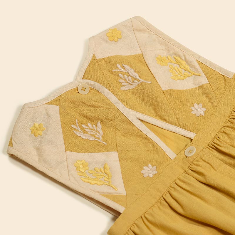 Apolina - Bibi panelled pinafore dress - Honey | Scout & Co
