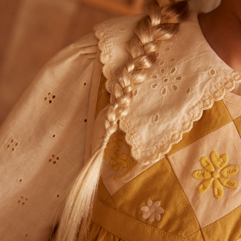 Apolina - Bibi panelled pinafore dress - Honey | Scout & Co