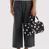 Baggu - Nylon Duffle Bag - Black & Cream Polka Dot
