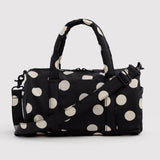 Baggu - Nylon Duffle Bag - Black & Cream Polka Dot