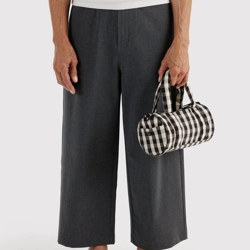Baggu - Small Nylon Duffle Bag - Black & Cream Gingham | Scout & Co