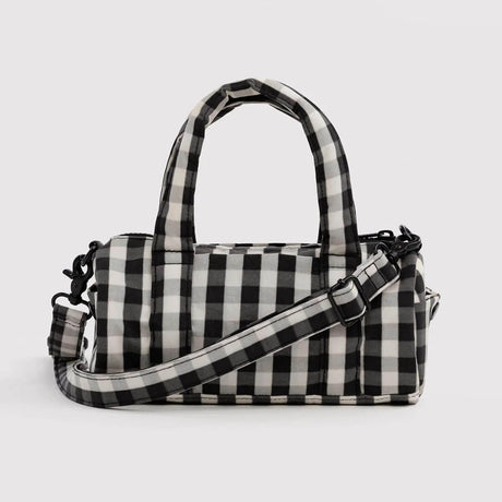 Baggu - Small Nylon Duffle Bag - Black & Cream Gingham | Scout & Co