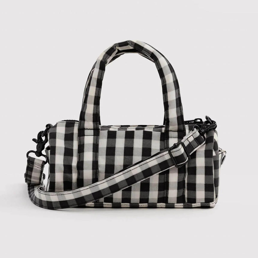 Baggu - Small Nylon Duffle Bag - Black & Cream Gingham | Scout & Co