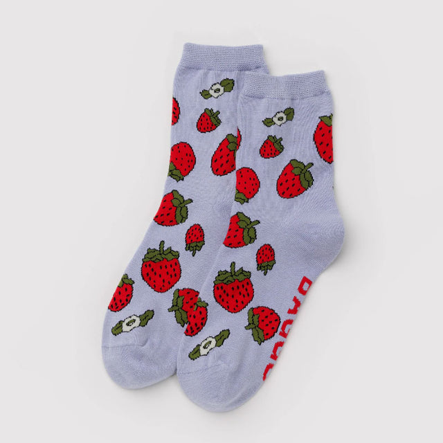 Baggu - Adult crew socks - Strawberry Blossom | Scout & Co