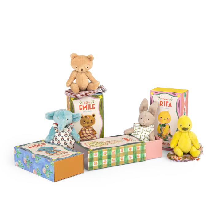 Moulin Roty - Les Minouchkas - Baby Emile the bear soft toy | Scout & Co