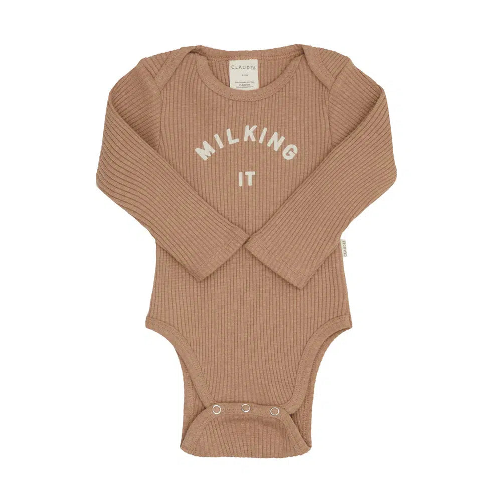 Claude & Co - Milking It baby bodysuit - Chocolate | Scout & Co