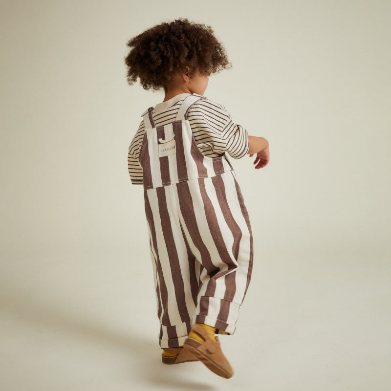 Claude & Co - Blythe dungarees - Chocolate stripe | Scout & Co