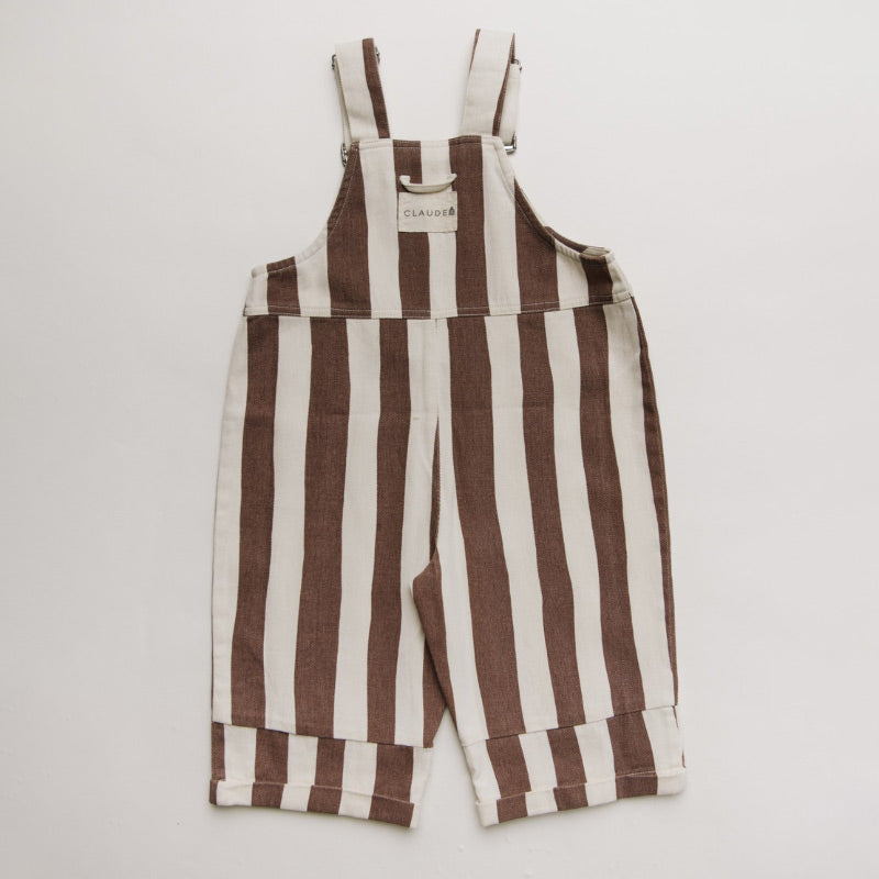 Claude & Co - Blythe dungarees - Chocolate stripe | Scout & Co