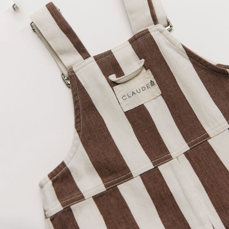 Claude & Co - Blythe dungarees - Chocolate stripe | Scout & Co