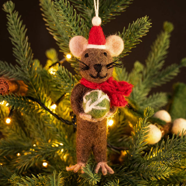 Amica - Festive rat with sprout - Christmas felt decoration | Scout & Co