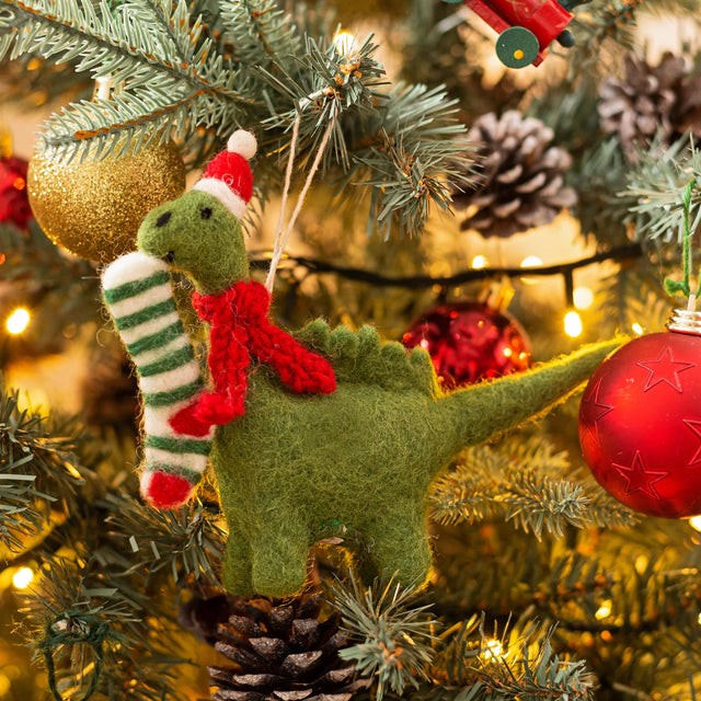 Amica - Diplodocus with stocking - Christmas felt decoration | Scout & Co