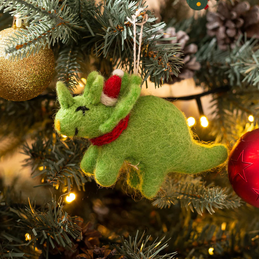 Amica - Triceratops with hat & scarf - Christmas felt decoration | Scout & Co