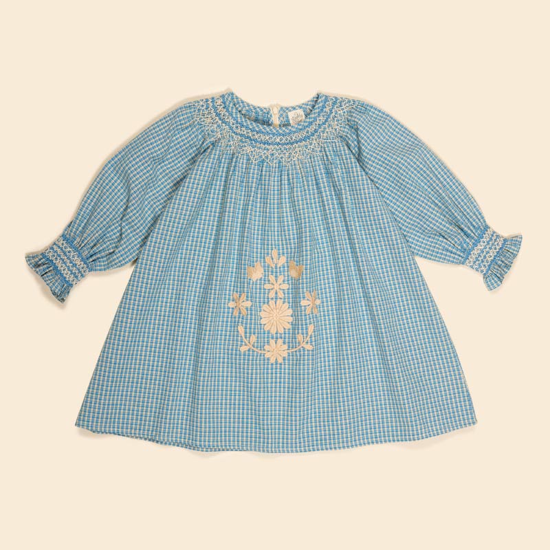 Apolina - Cece smock dress - Tablecheck Marine | Scout & Co