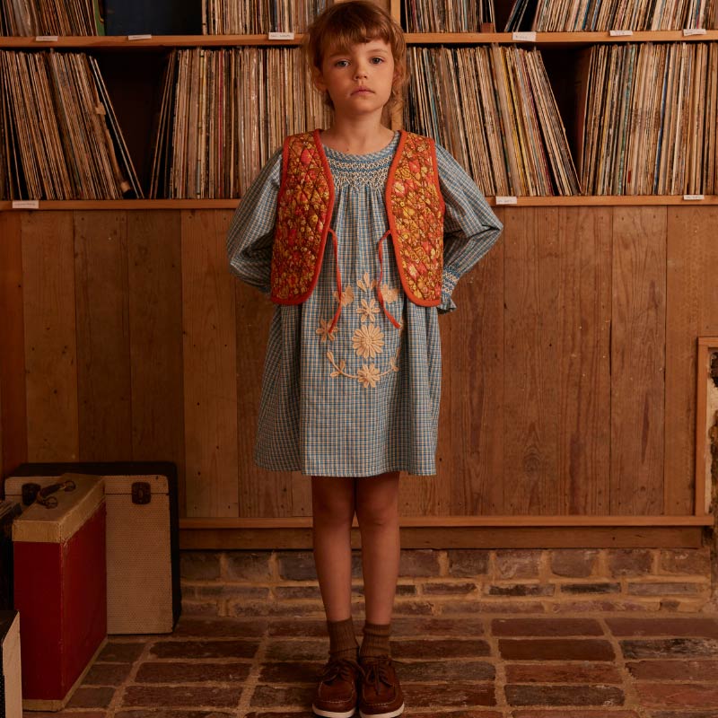 Apolina - Cece smock dress - Tablecheck Marine | Scout & Co