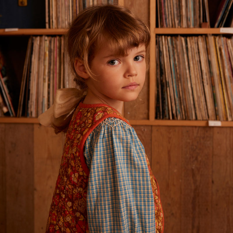 Apolina - Cece smock dress - Tablecheck Marine | Scout & Co