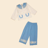 Apolina - Clara trouser & top set - Milk / Book Blue | Scout & Co