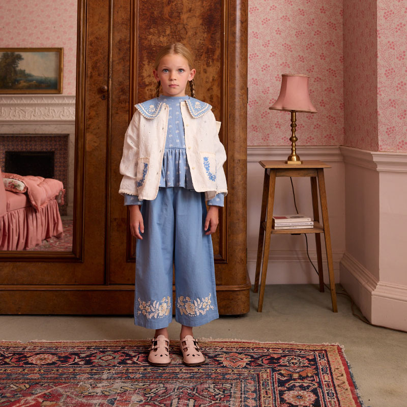 Apolina - Clara trouser & top set - Milk / Book Blue | Scout & Co