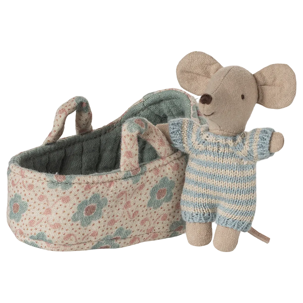 Maileg - Baby mouse in carry cot - Blue | Scout & Co