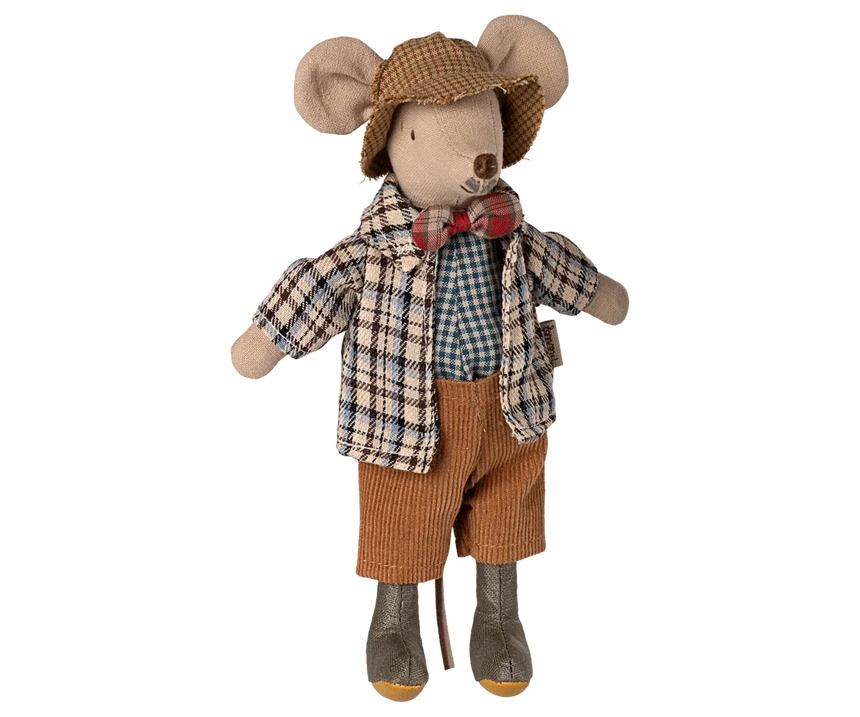 Maileg - Granddad mouse - check jacket + hat