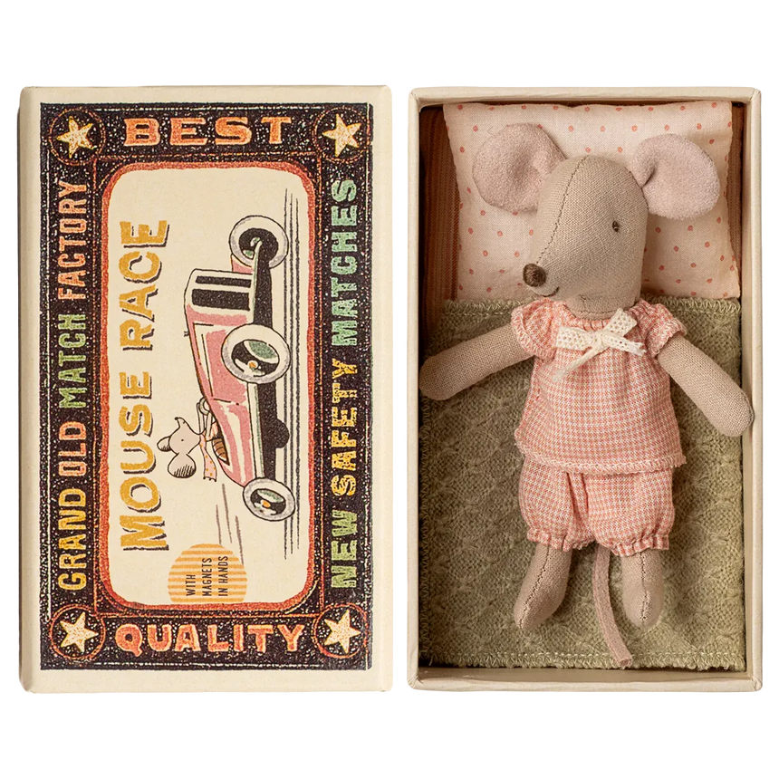 Maileg - Little sister mouse in matchbox - pink bloomers | Scout & Co