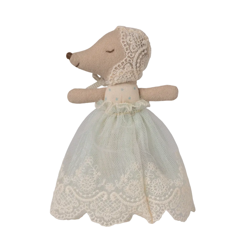 Maileg - Baby mouse in gown - Mint | Scout & Co