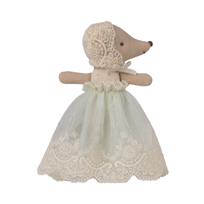 Maileg - Baby mouse in gown - Mint | Scout & Co