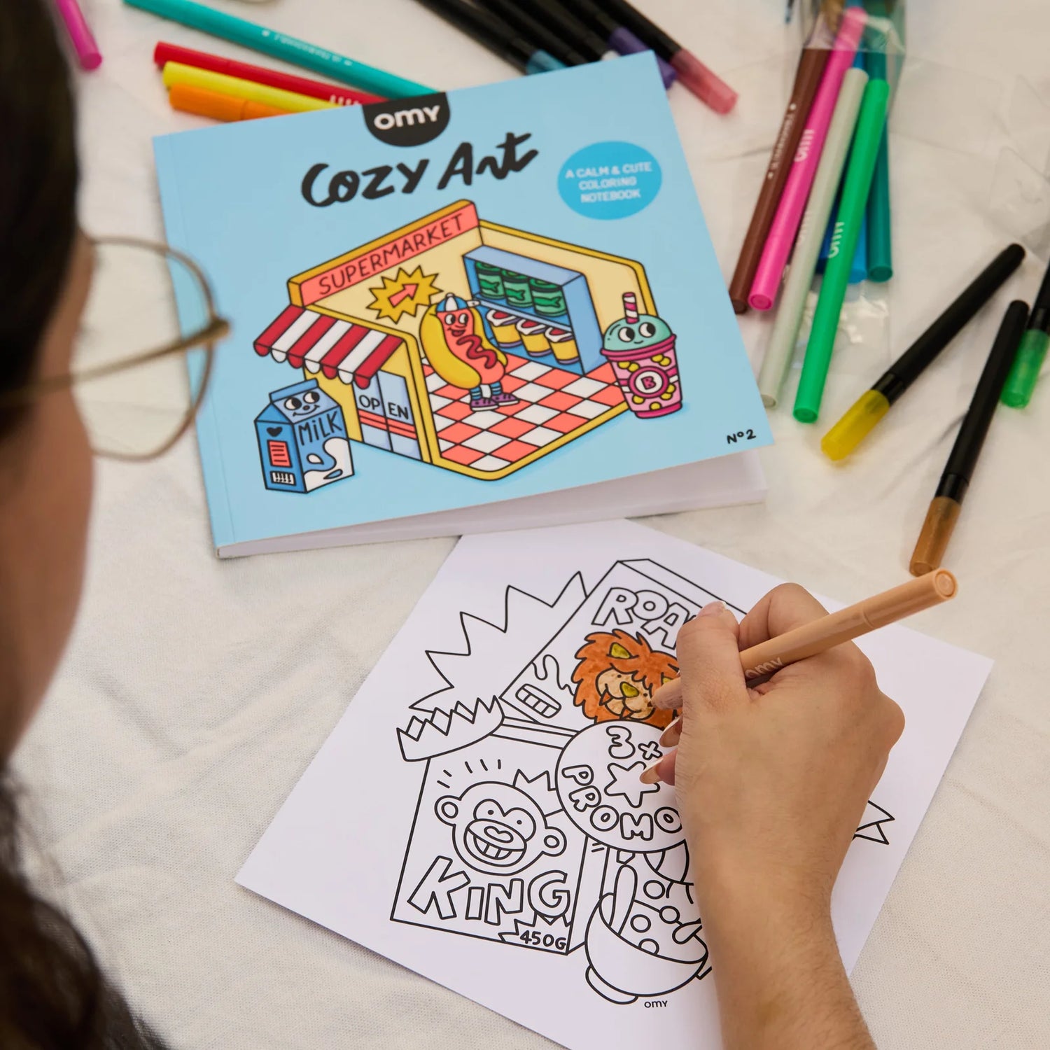 OMY - Cozy Art colouring book - Supermarket | Scout & Co