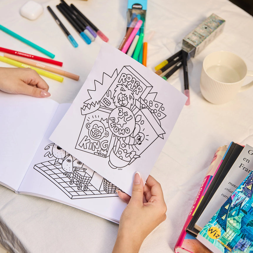 OMY - Cozy Art colouring book - Cozy Supermarket | Scout & Co