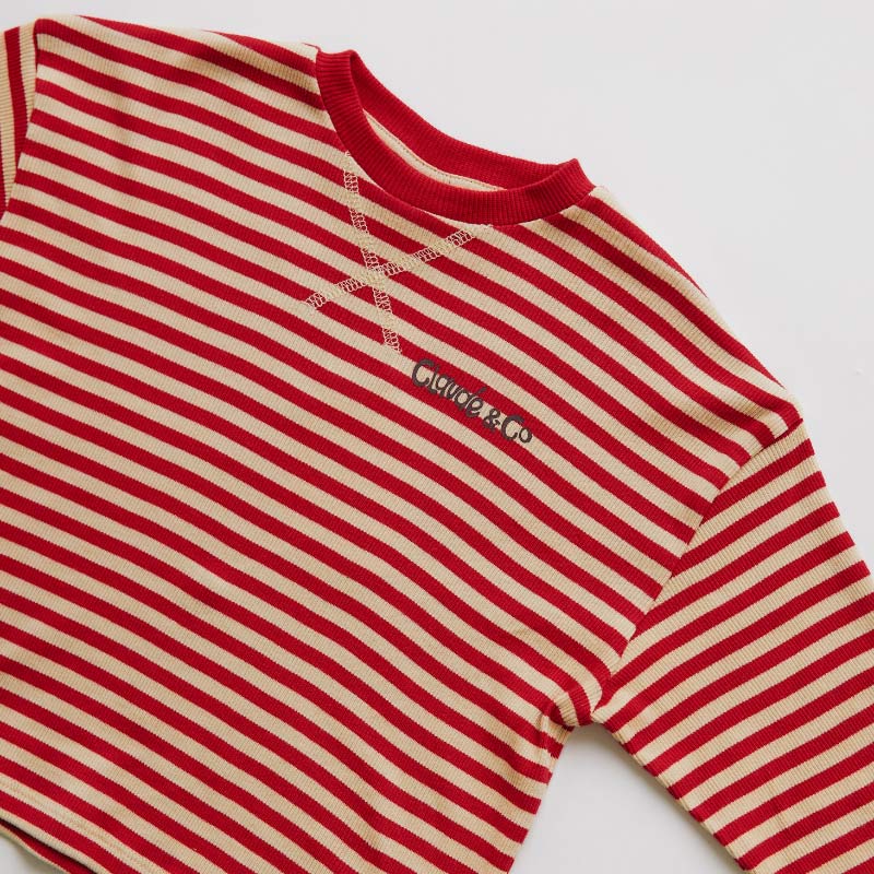 Claude & Co - Jamie long-sleeve tee - crimson stripe