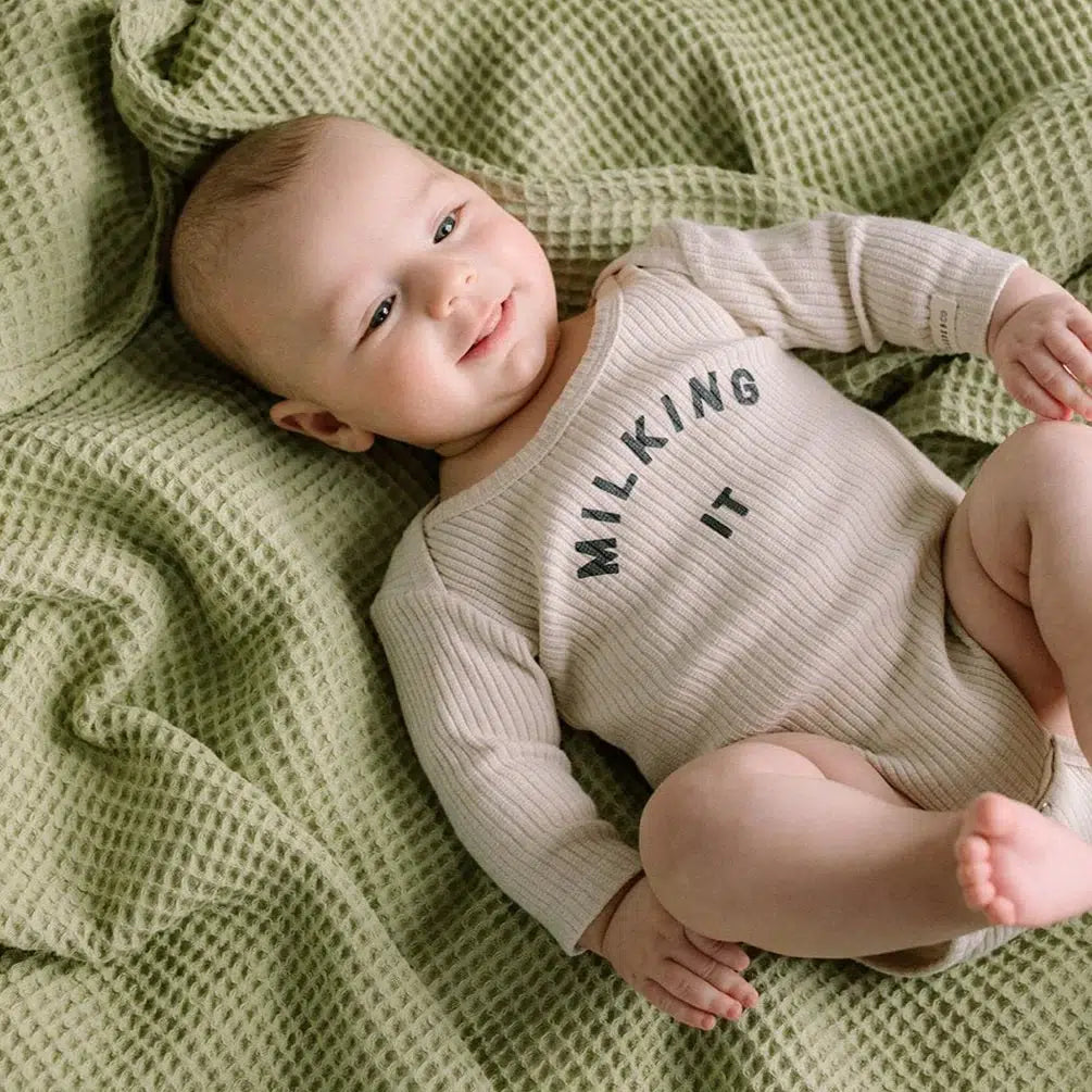 Claude & Co - Milking It baby bodysuit - Oat | Scout & Co