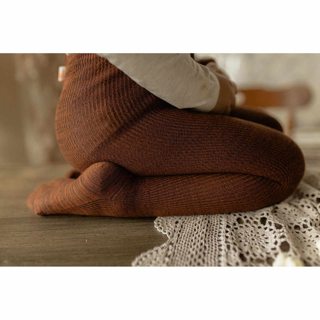Silly Silas - Footed cotton tights with braces - Spicy Chai | Scout & Co