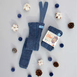 Silly Silas - Granny teddy footless cotton tights with braces - Steel Blue | Scout & Co