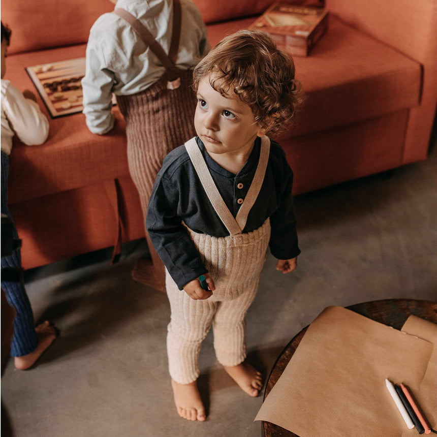 Silly Silas - Granny teddy footless cotton tights with braces - Peanut blend | Scout & Co